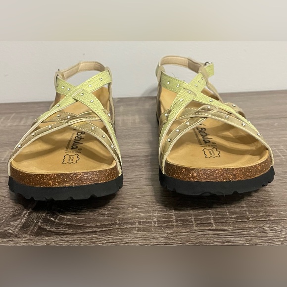 Betula by Birkenstock: Green and Gold Sandals, Size 10 - Picture 2 of 6